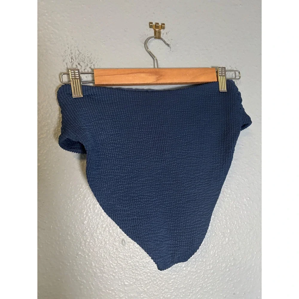 Veronica Beard Azoia Blue Smocked Crinkle‎ High Waist Tie Front Bikini Bottoms